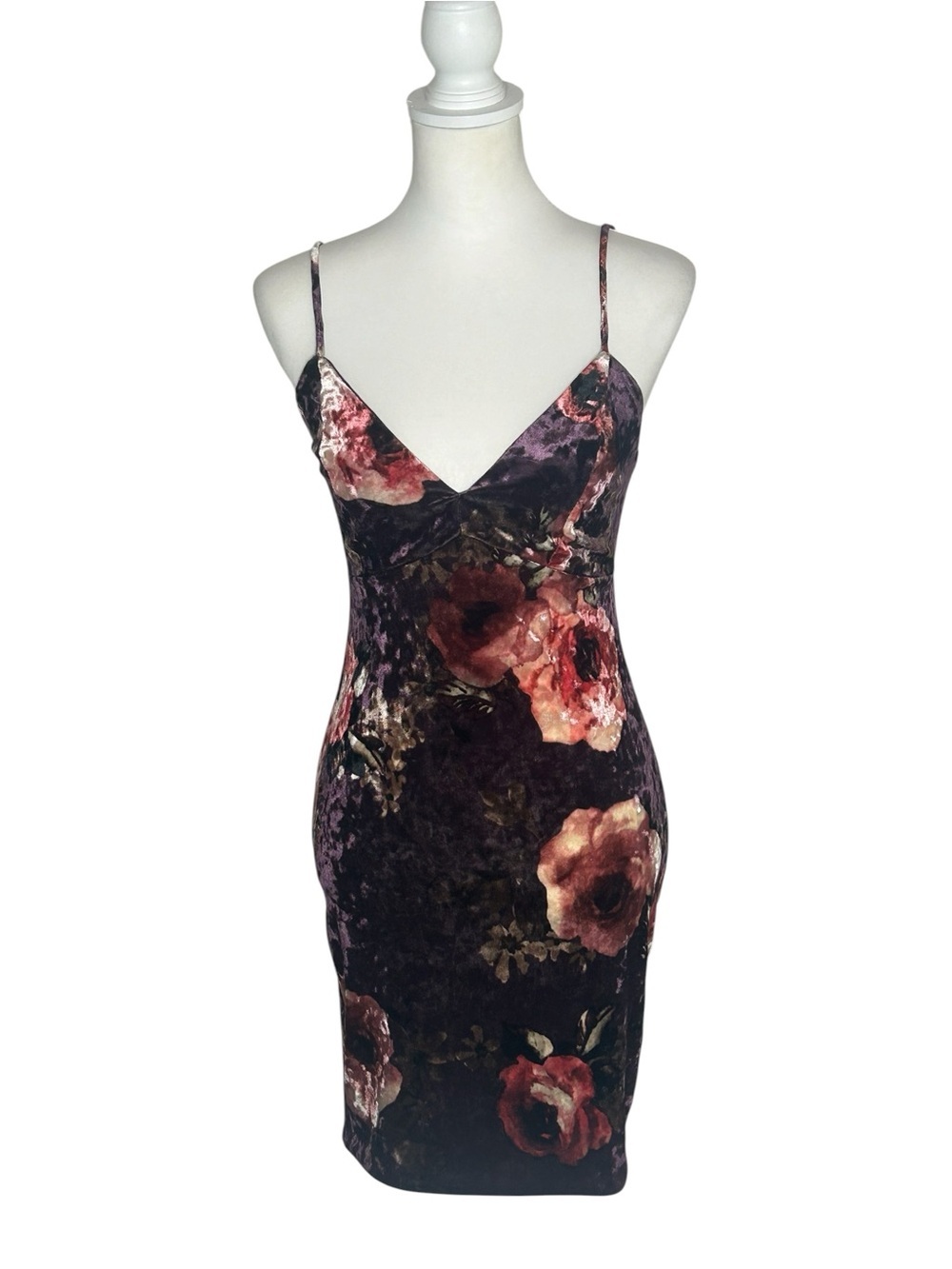 Charlotte Russe Vintage EUC Crushed Velvet Floral Slip Dress Sz M  Whimsigoth